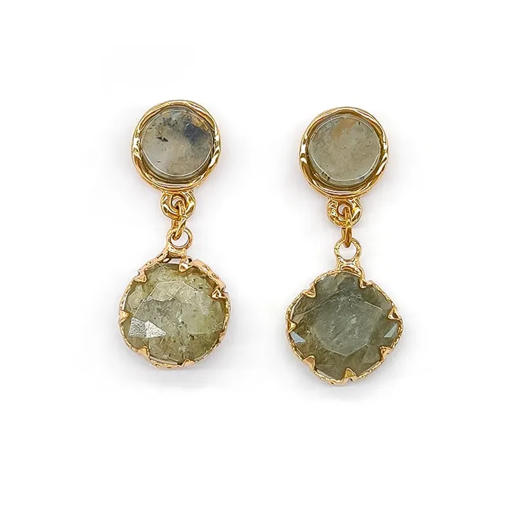 עגיל טיפה ירוק שיש